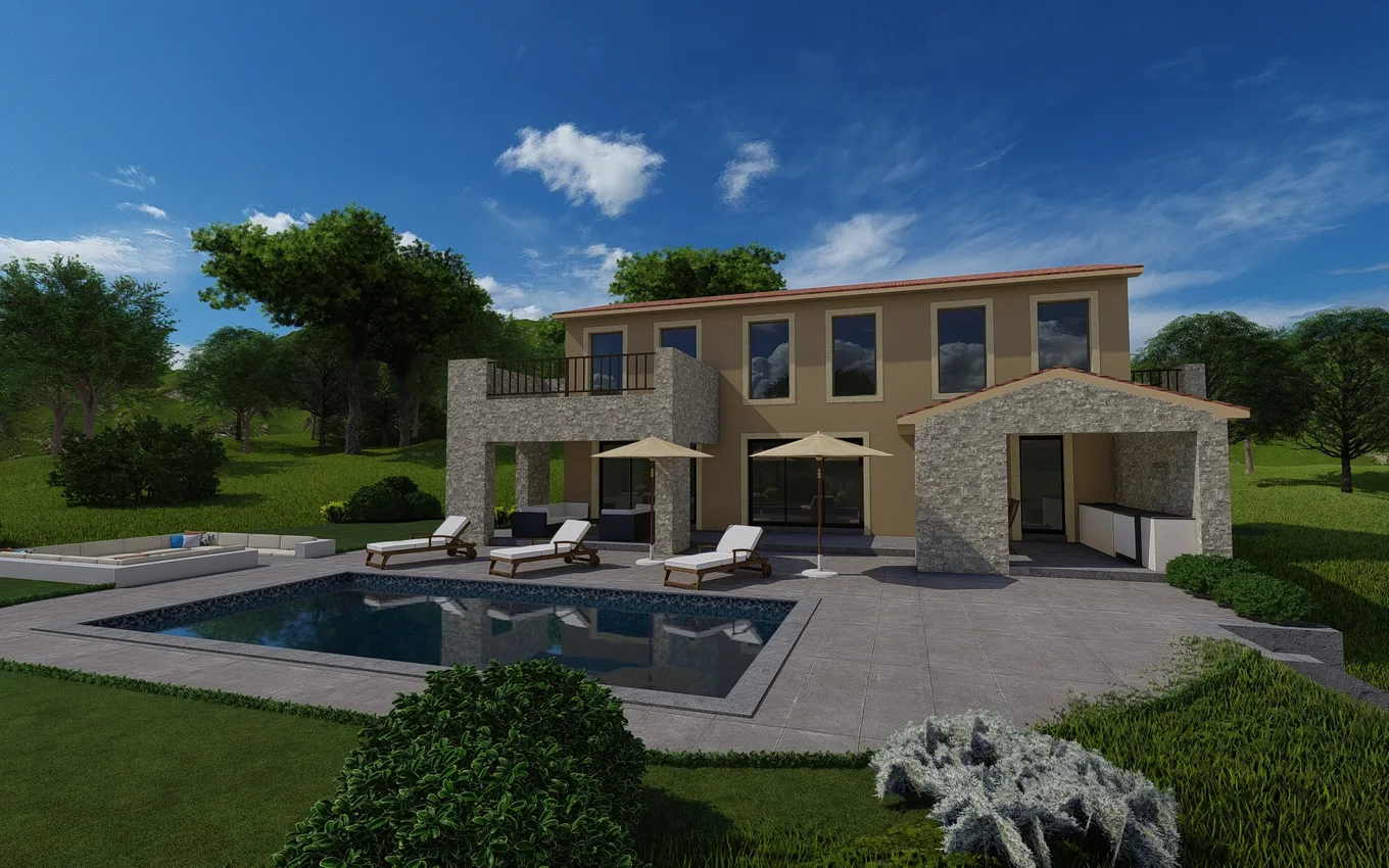 Poolside Grove House – arhitektonska vizualizacija 1