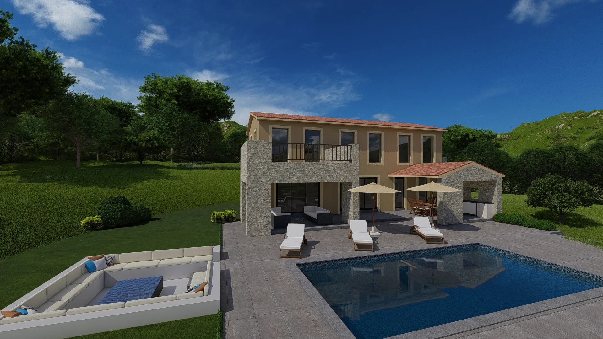 Poolside Grove House – arhitektonska vizualizacija 2