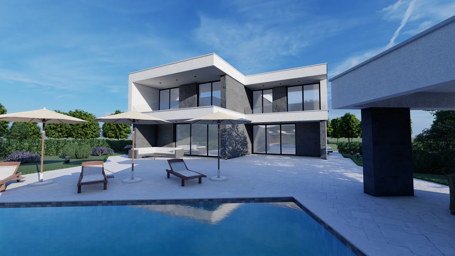 Poolhouse Residence – arhitektonska vizualizacija 1